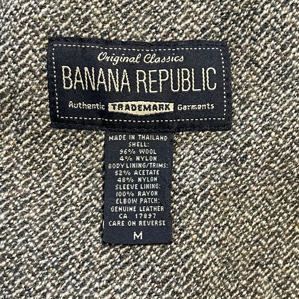 Vintage Banana Republic Mens Herringbone Wool Blazer Elbow Patches Brown Medium - Picture 3 of 11